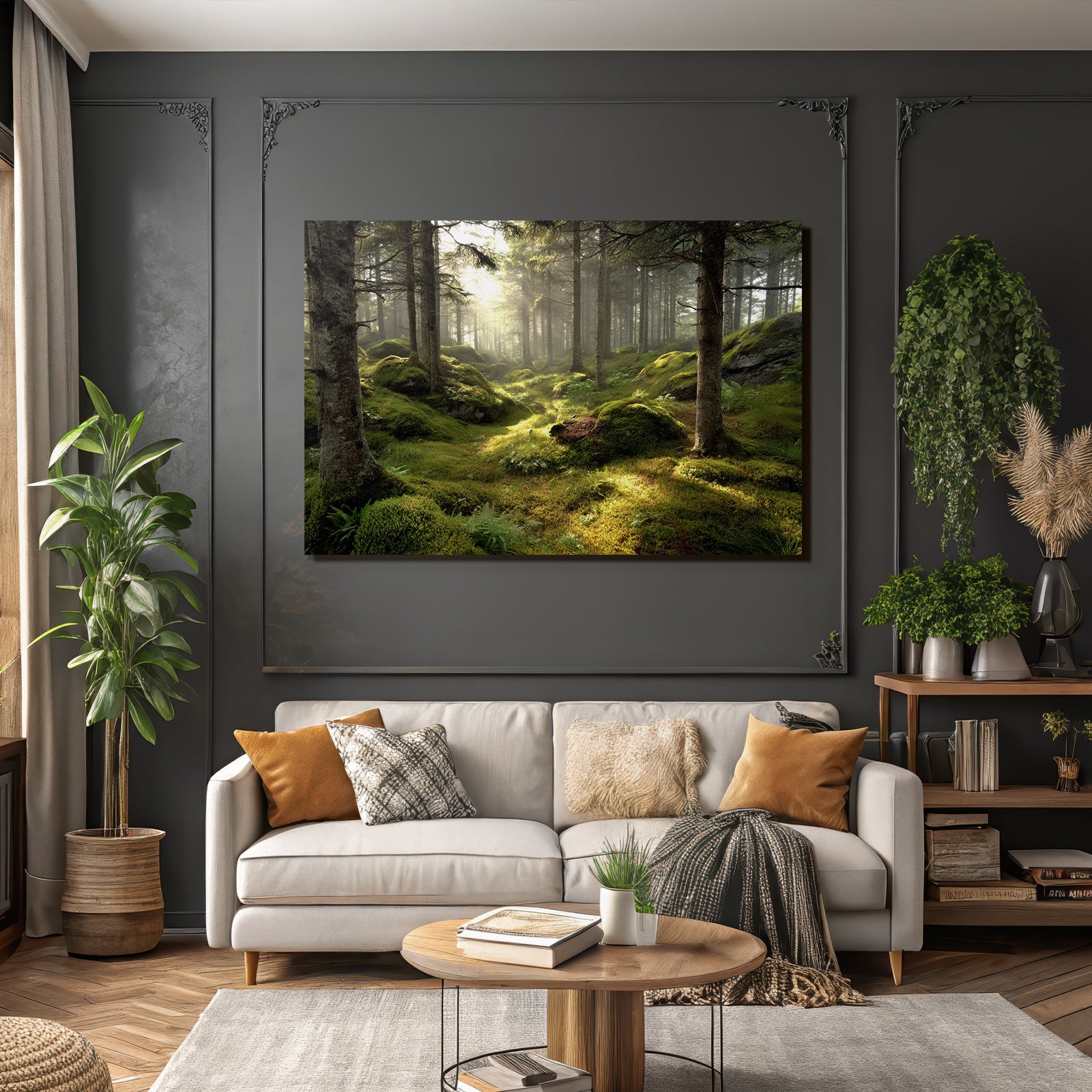 Forests and meadows Quiet forest with light through leaves, moss and ferns