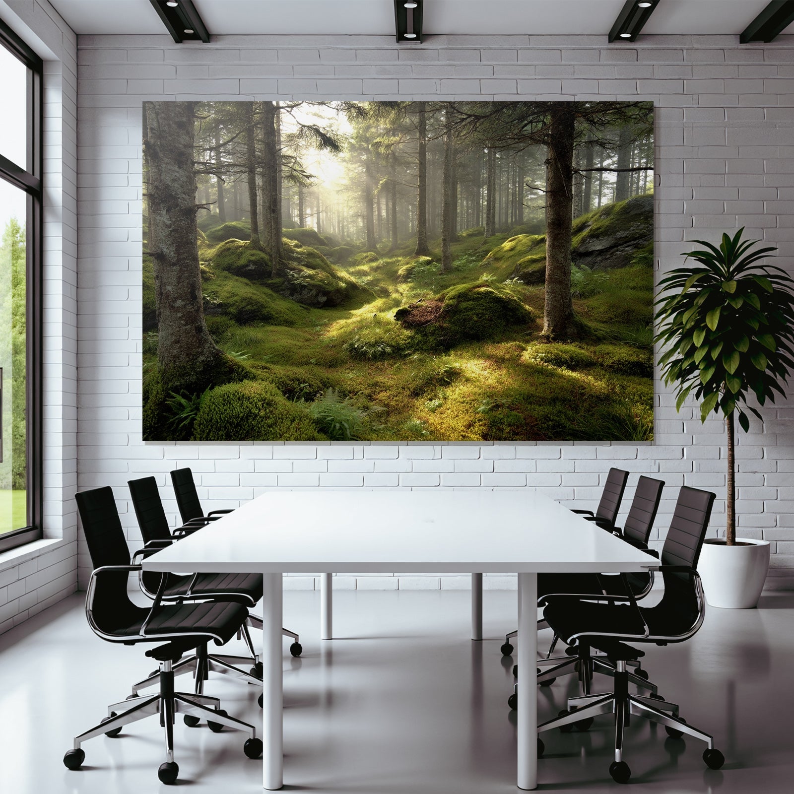 Forests and meadows Quiet forest with light through leaves, moss and ferns