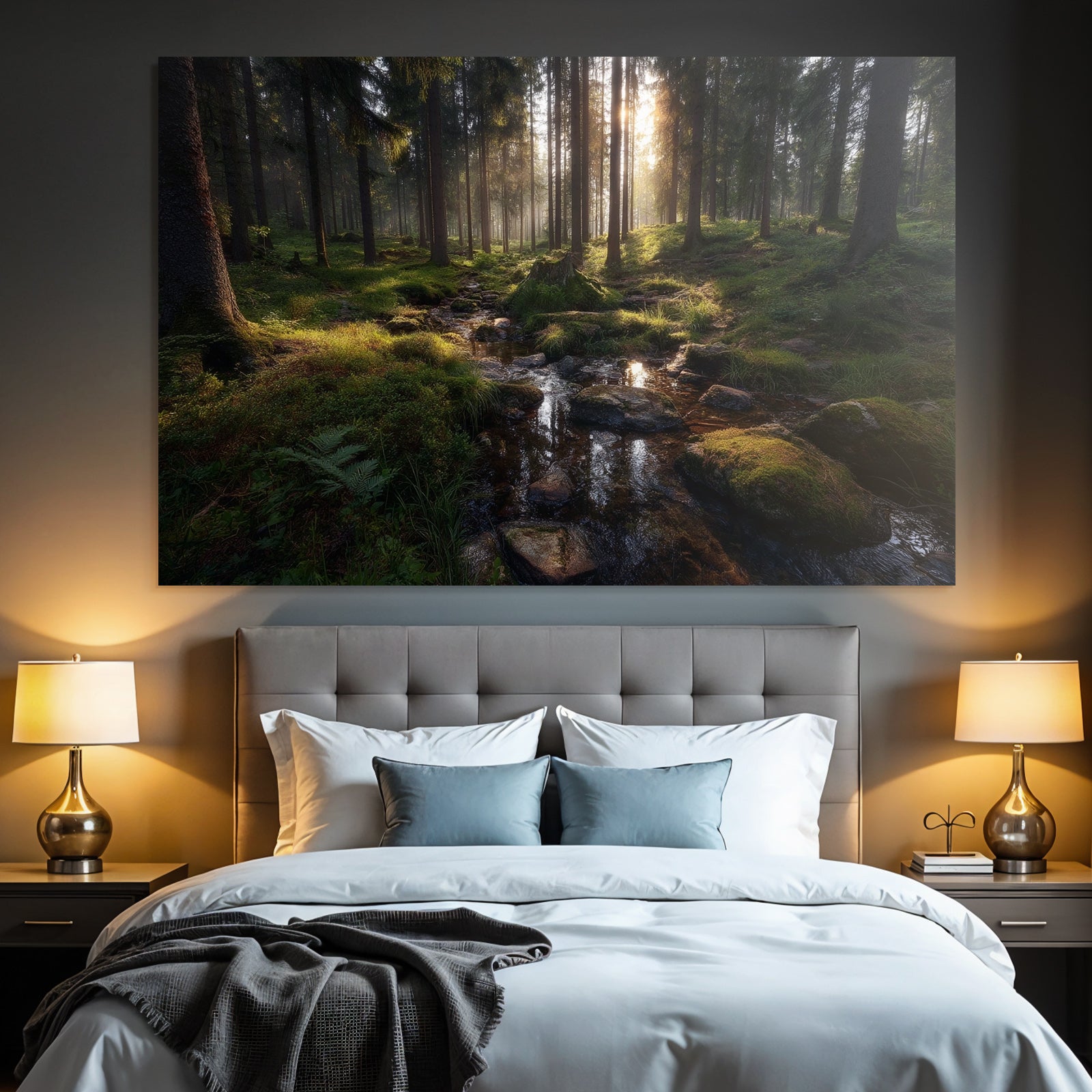 Forests and meadows Quiet forest with stream and sunshine