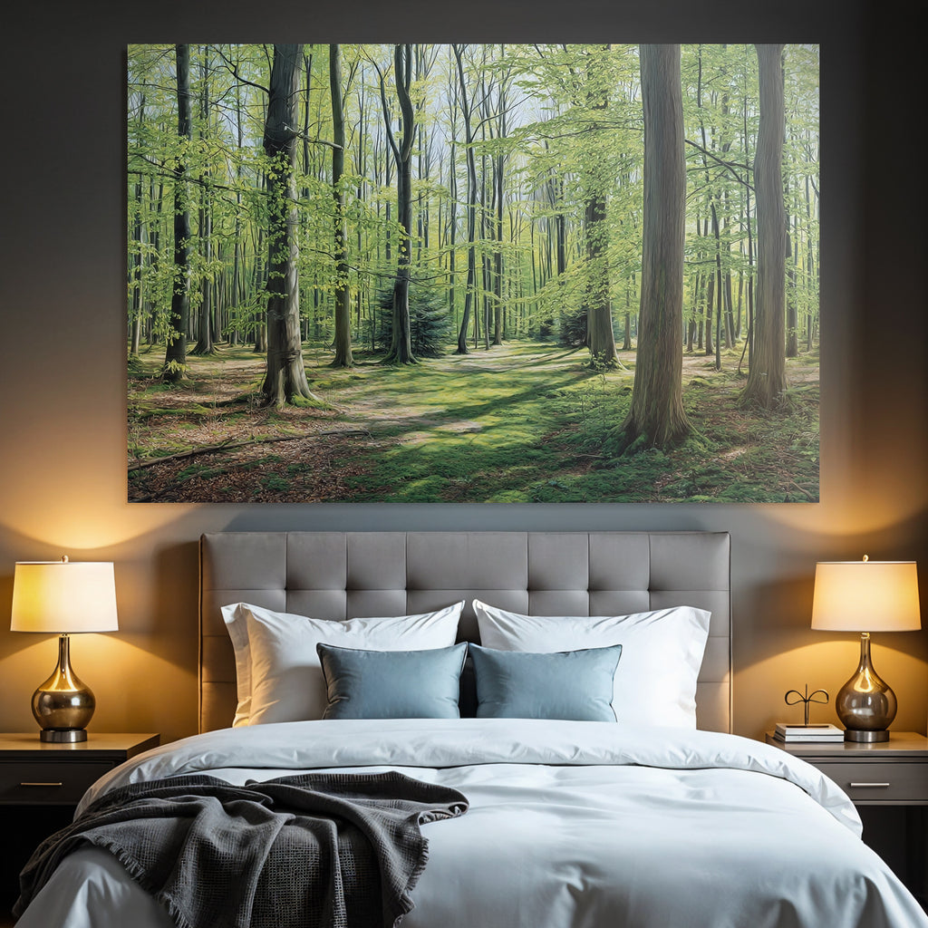 Forests and Meadows Tranquil Forest Scene Vibrant Green Foliage Sunshine Path Through the Woods