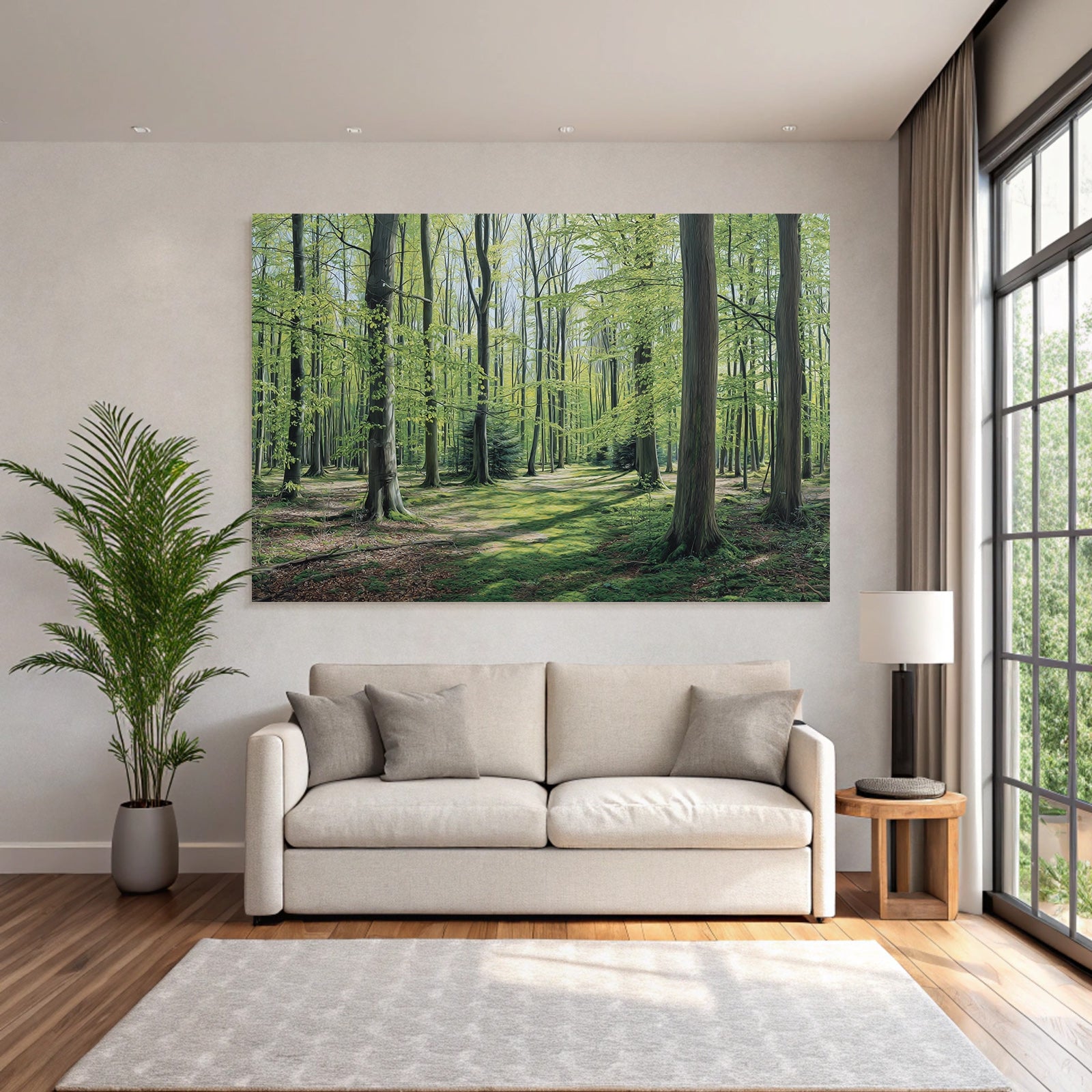 Forests and Meadows Tranquil Forest Scene Vibrant Green Foliage Sunshine Path Through the Woods