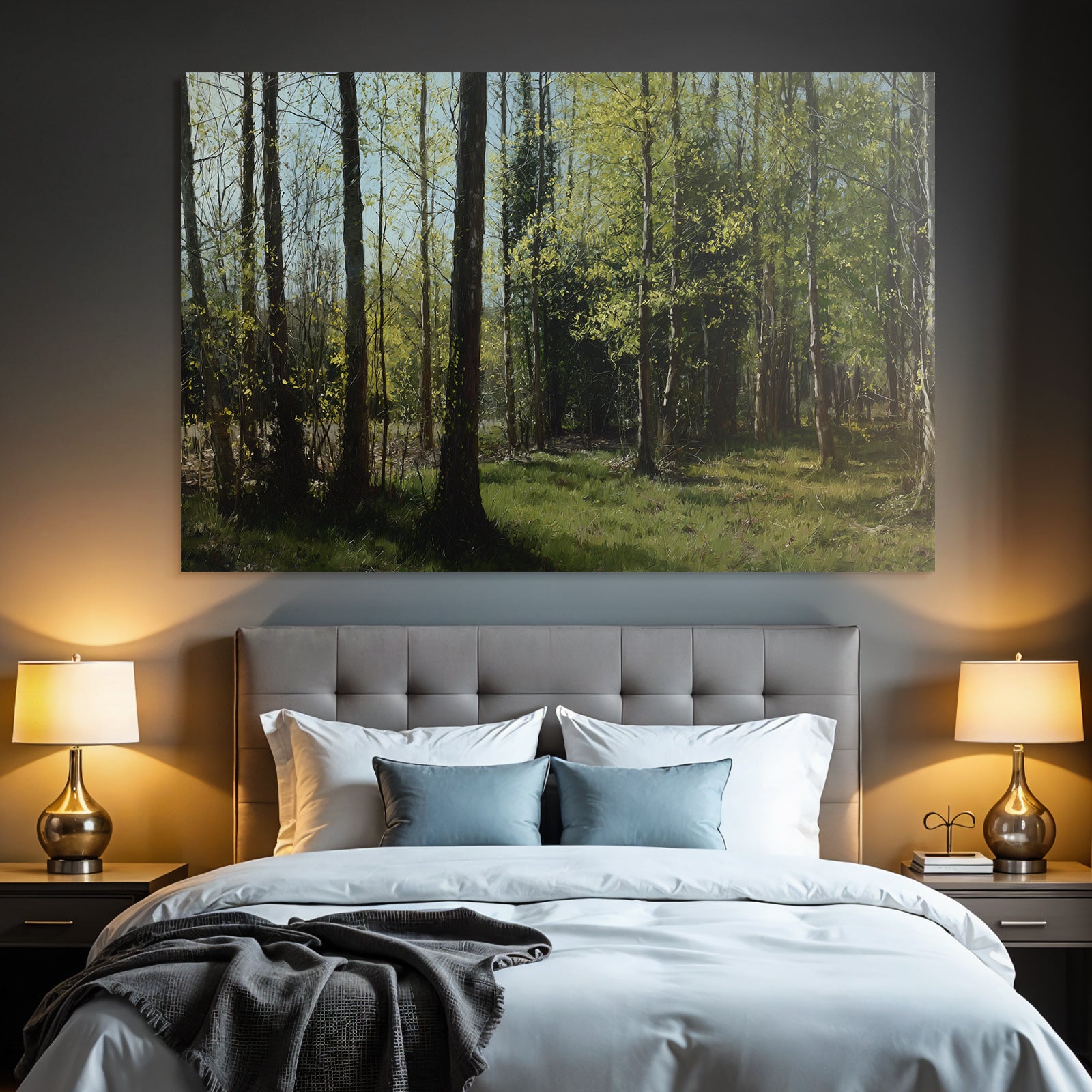 Forests and meadows. Tranquil forest scene with green trees and sunlight.