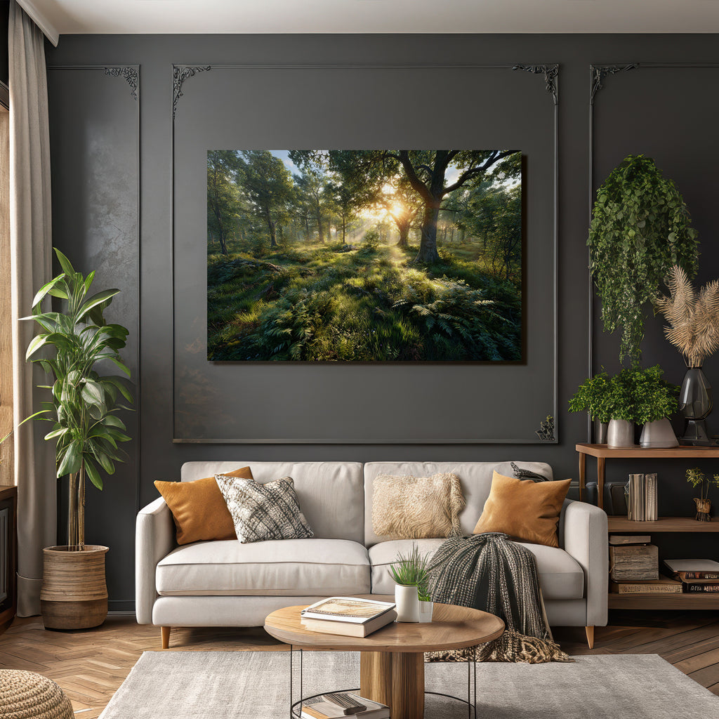 Forests and meadows. Tranquil forest scenes with sunlight and green vegetation.