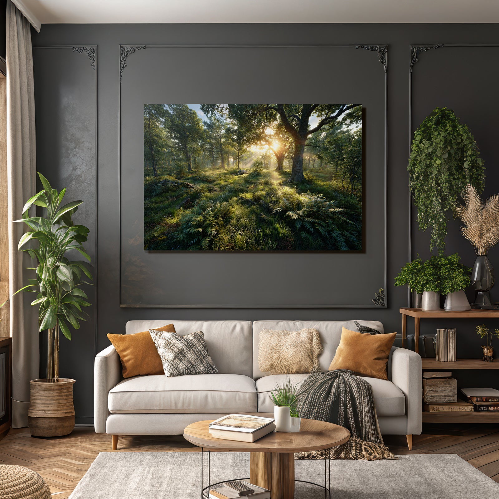 Forests and meadows. Tranquil forest scenes with sunlight and green vegetation.