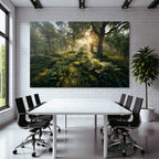 Forests and meadows. Tranquil forest scenes with sunlight and green vegetation.