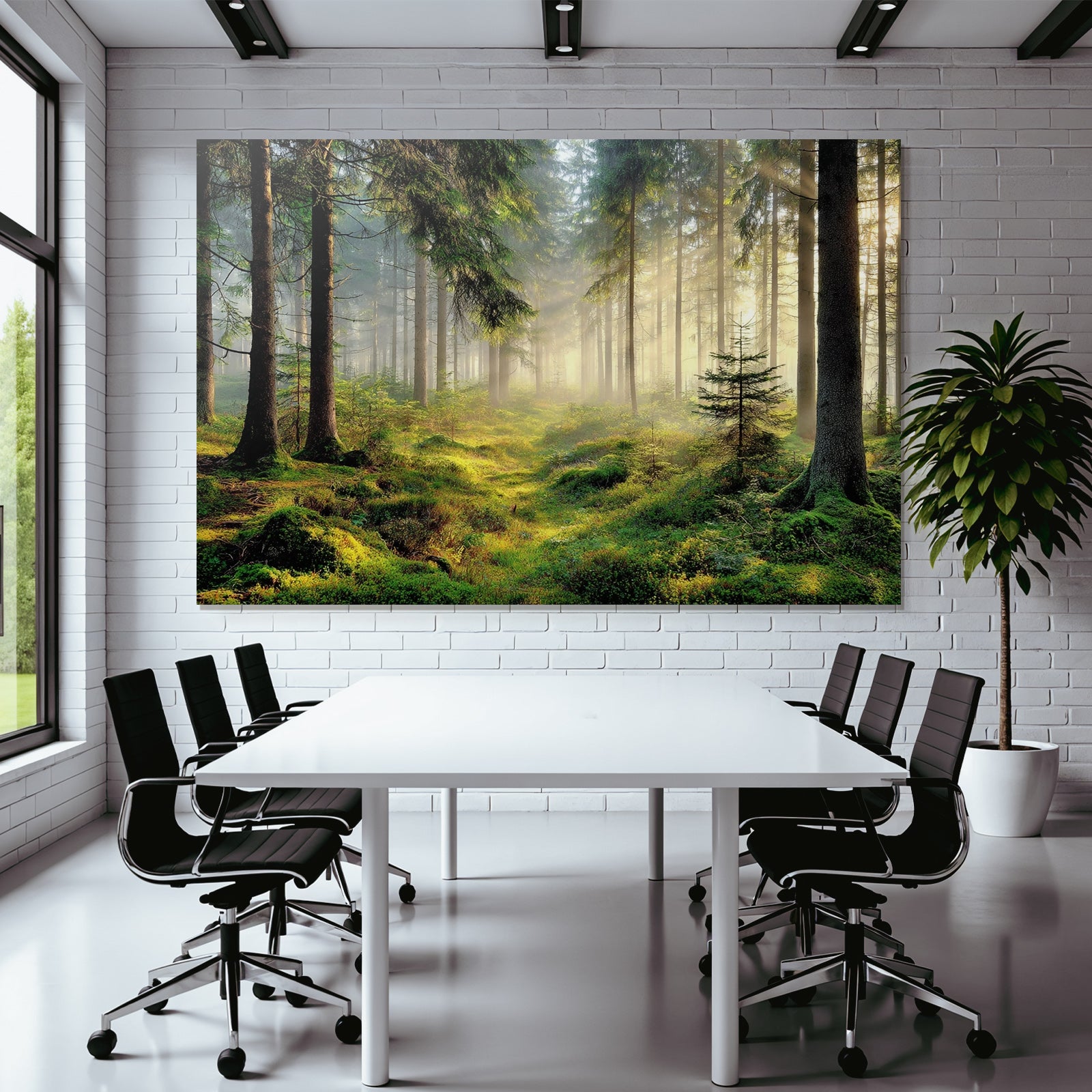 Forests and meadows, tranquil forest landscape with fog and lush vegetation