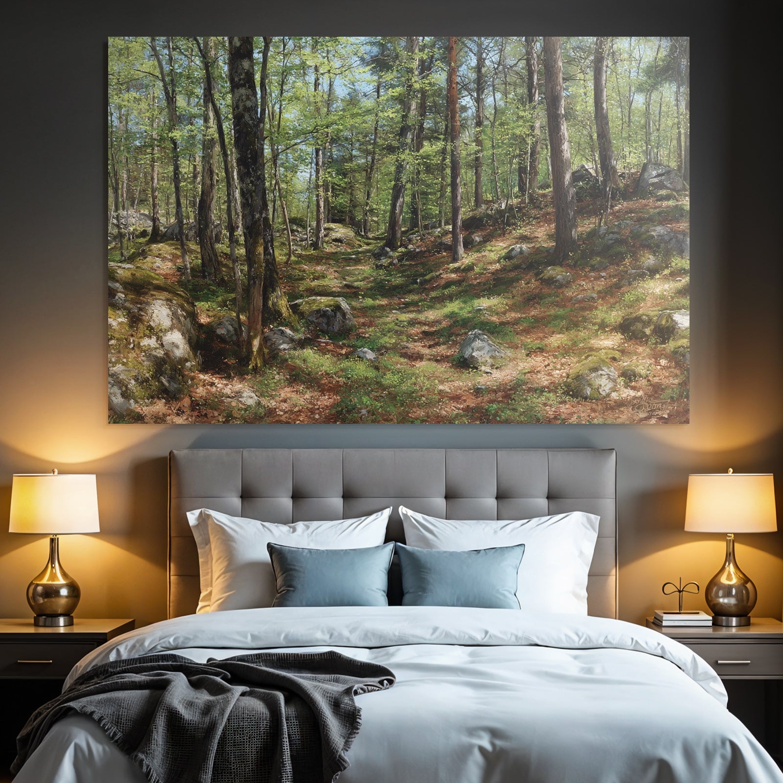 Forests and meadows Quiet forest path with trees and stone ground in a luxurious setting