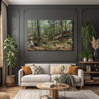 Forests and meadows Quiet forest path with trees and stone ground in a luxurious setting