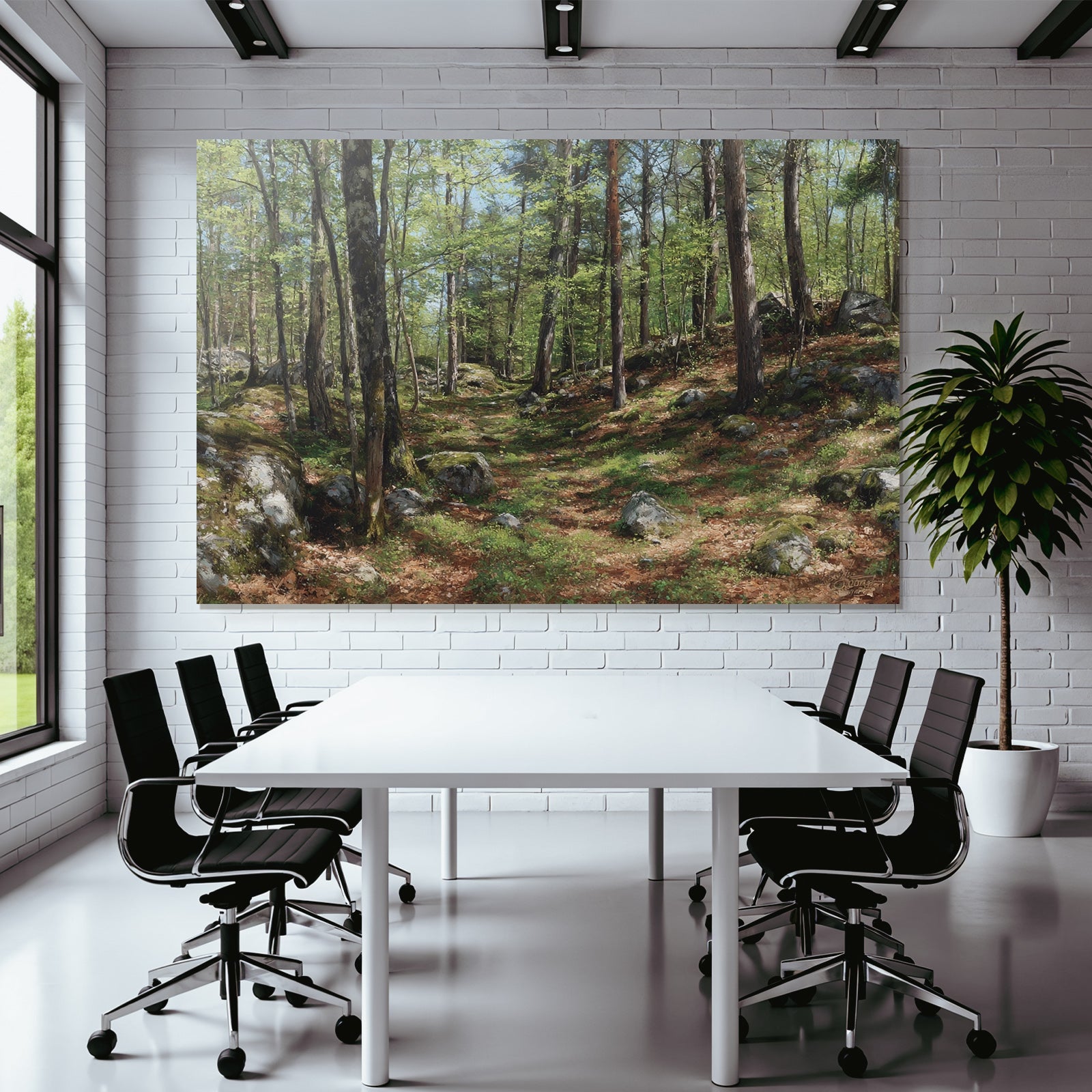 Forests and meadows Quiet forest path with trees and stone ground in a luxurious setting