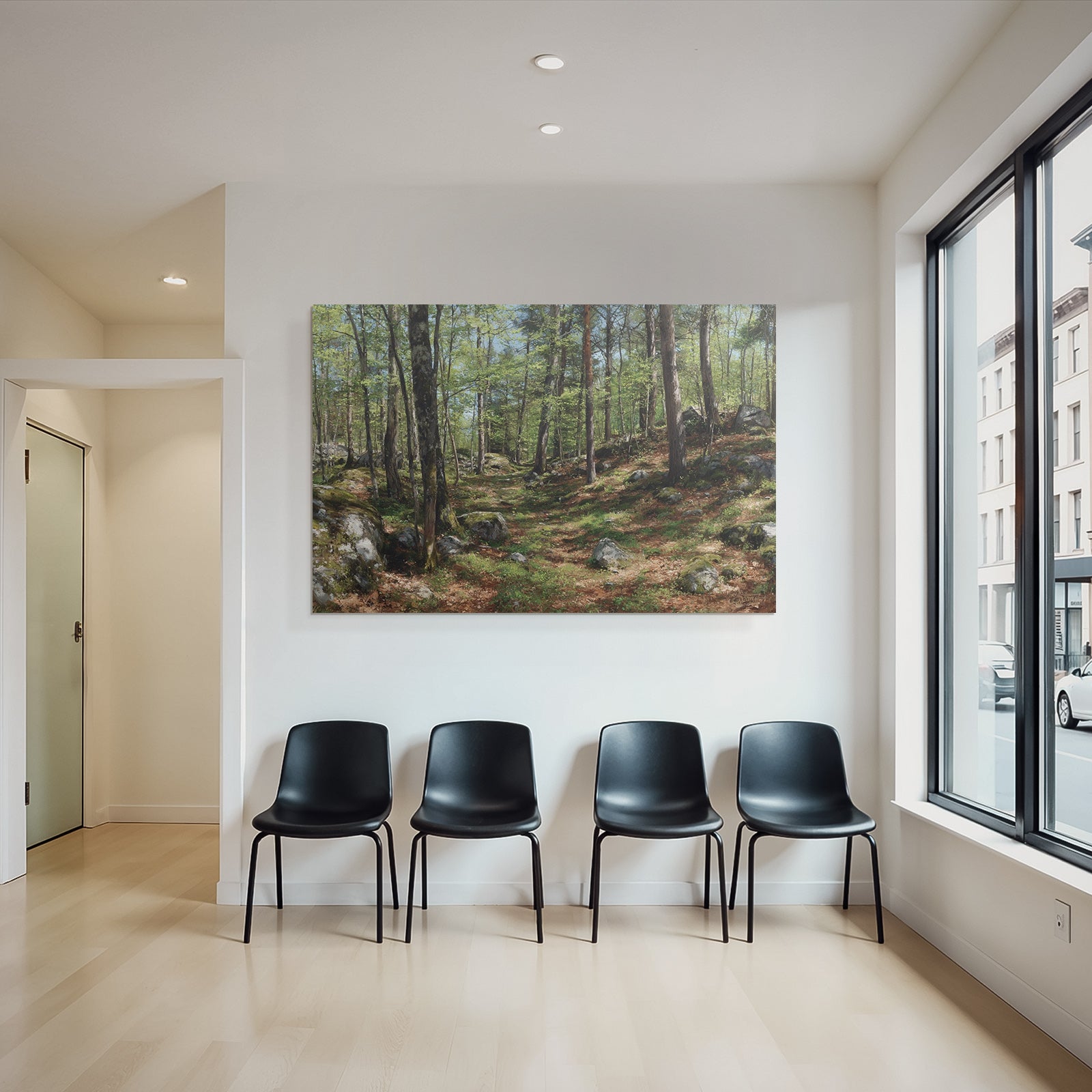 Forests and meadows Quiet forest path with trees and stone ground in a luxurious setting