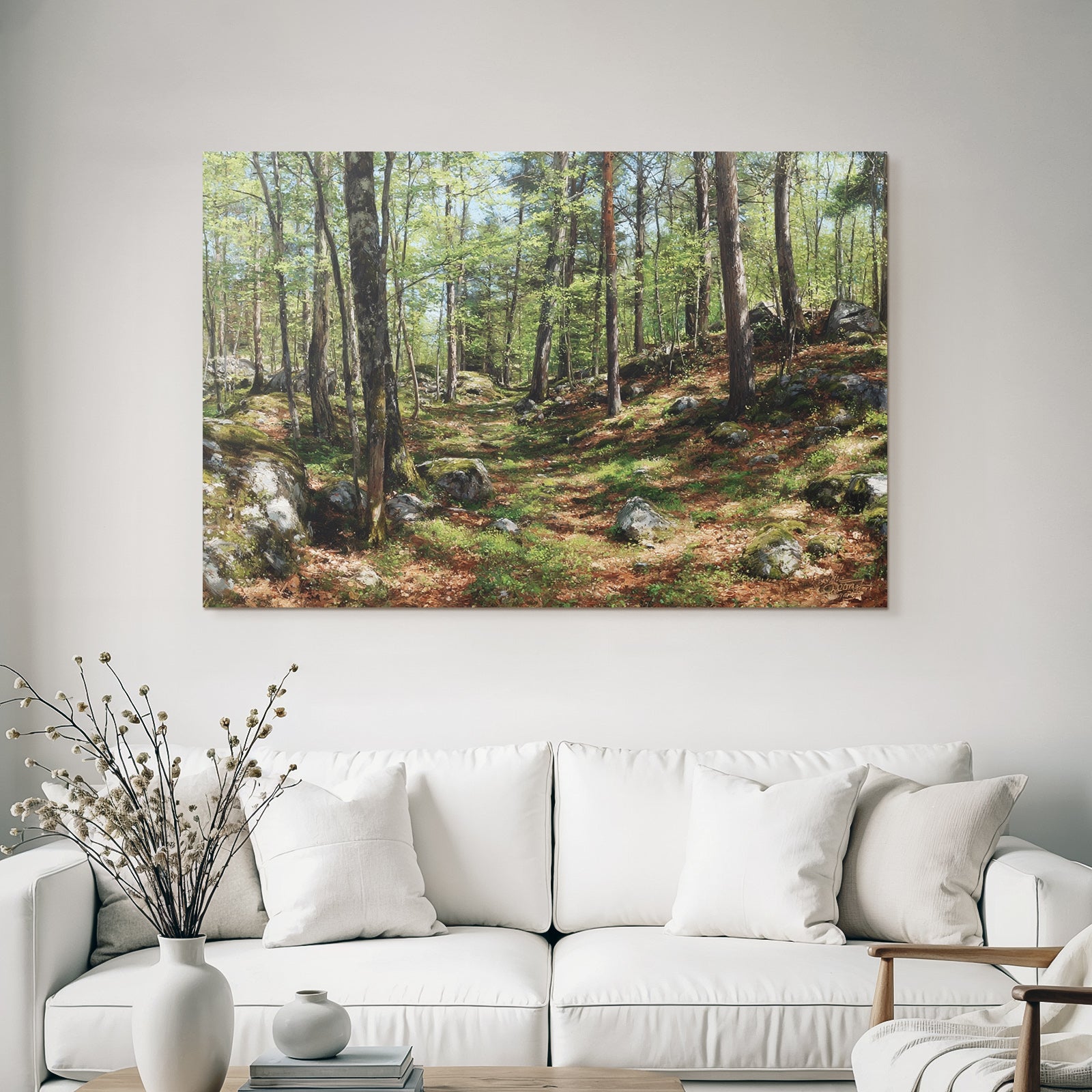 Forests and meadows Quiet forest path with trees and stone ground in a luxurious setting