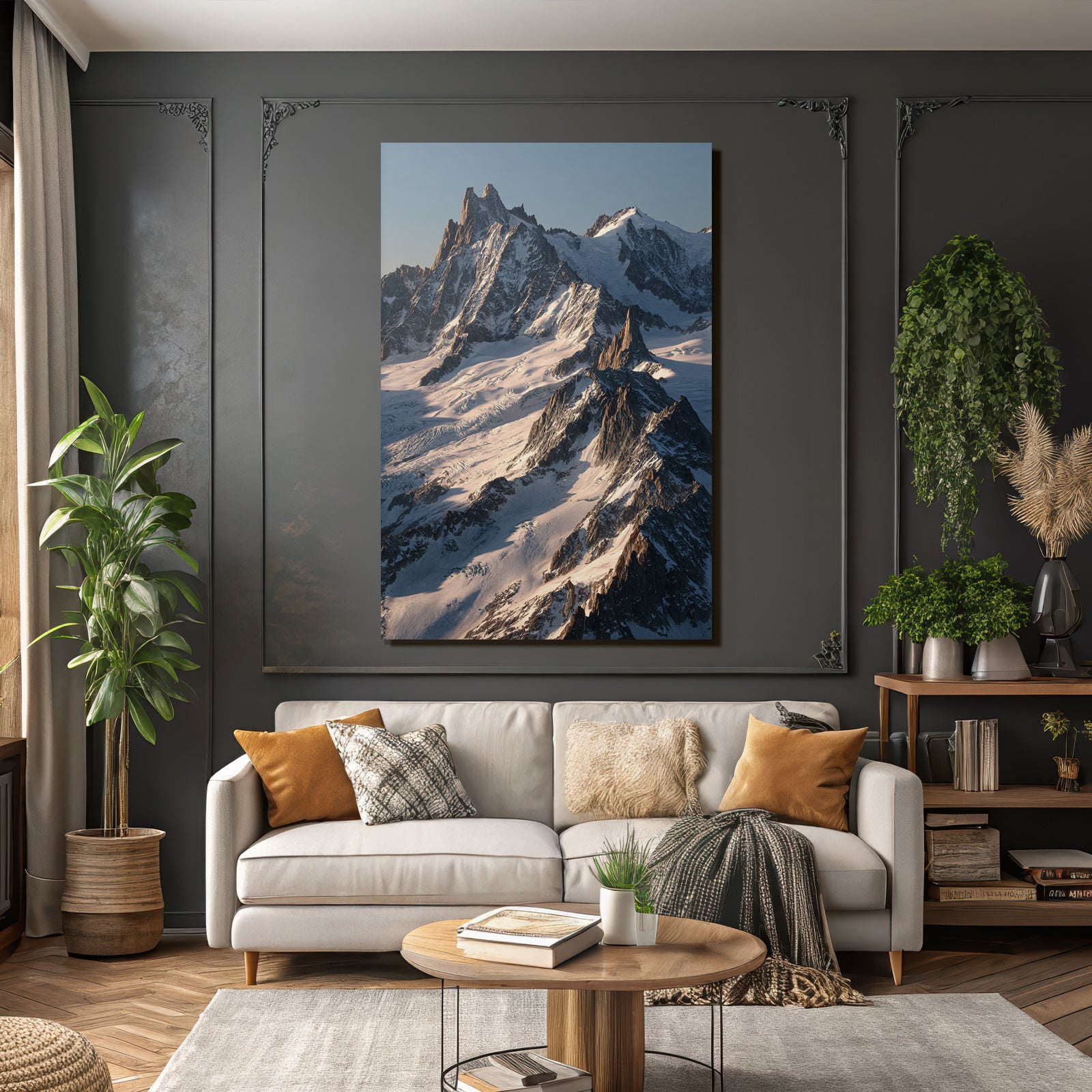 Winter Breathtaking Mountain Landscape With Snow-Capped Peaks