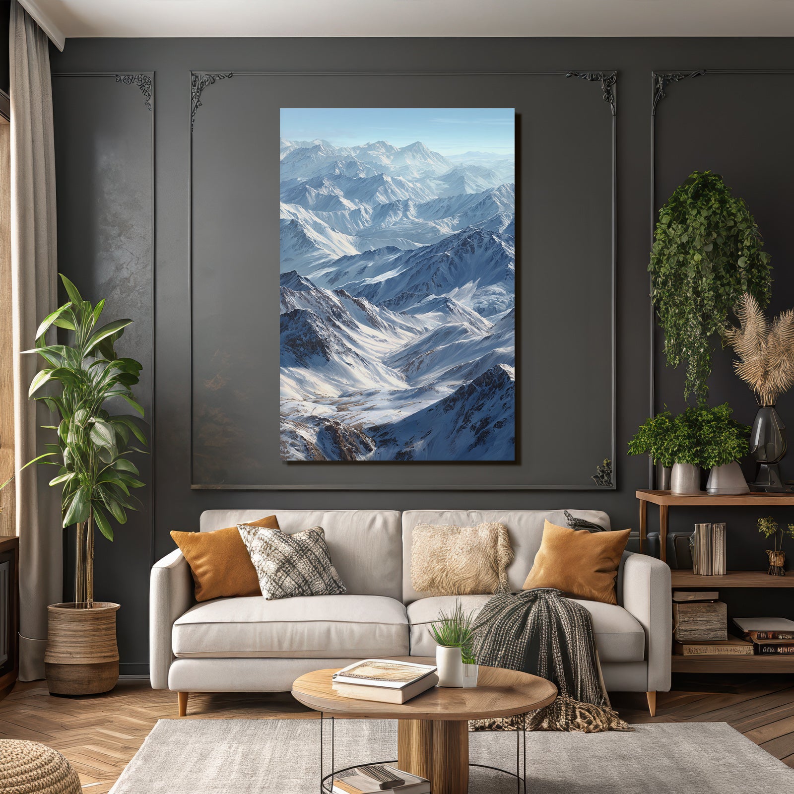 Winter Breathtaking Mountain Landscape With Snow-Covered Peaks