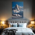 Winter Dramatic View of Snow-Capped Mountains with Jagged Peak in the Sky
