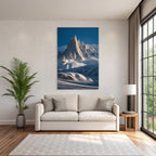 Winter Dramatic View of Snow-Capped Mountains with Jagged Peak in the Sky