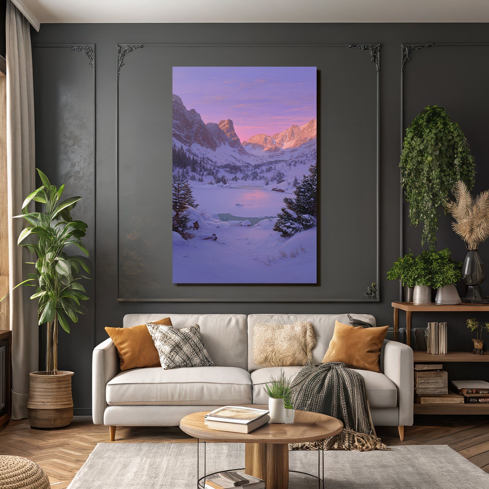 Winter Peaceful Winter Landscape With Snow-Covered Mountains And A Joyful Lake