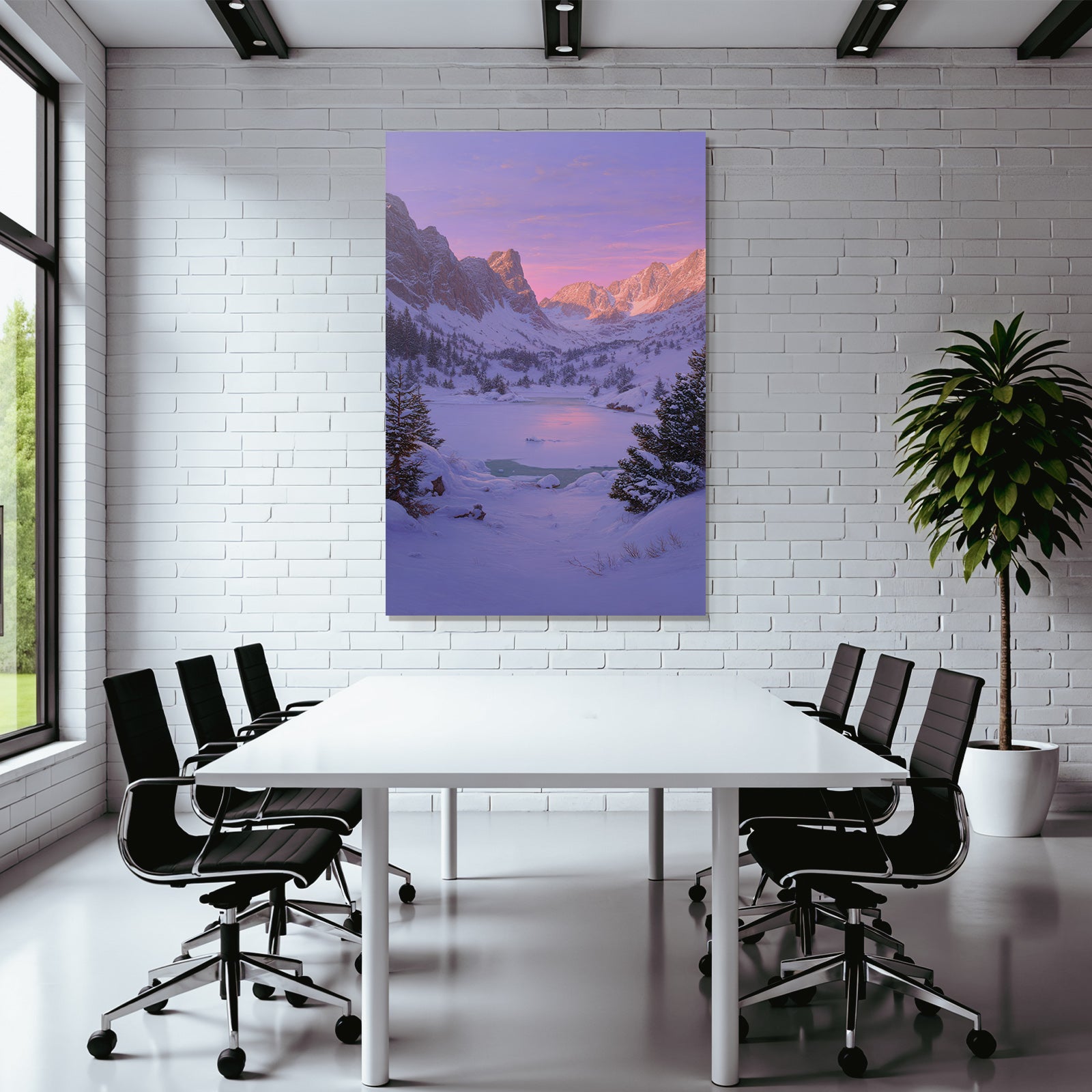 Winter Peaceful Winter Landscape With Snow-Covered Mountains And A Joyful Lake