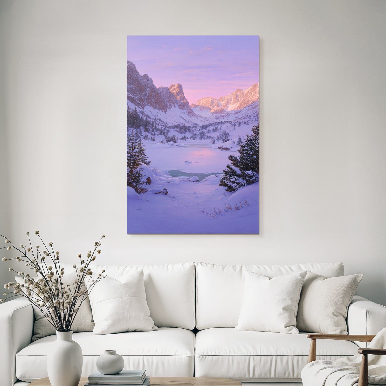 Winter Peaceful Winter Landscape With Snow-Covered Mountains And A Joyful Lake
