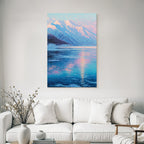 Winter Majestic Snow-capped Mountains Reflected in Lake Tranquil Atmosphere Dawn