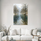 Winter Tranquil Landscape Natural Tree Mountains Reflecting Water Winter Spring