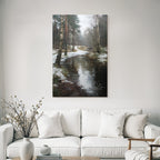 Winter Tranquil Winter Landscape Birch Stream Reflections