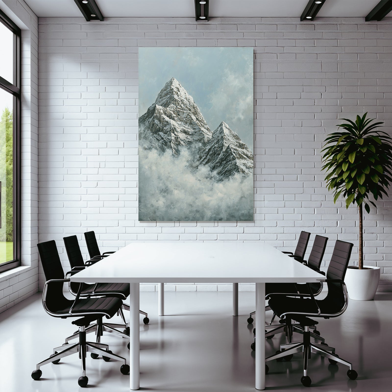 Winter snow-capped mountains with clouds in the sky