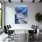 Winter snow-covered mountain landscape with blue sky