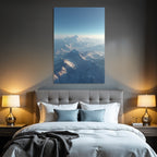 Winter snow-covered mountain landscape with clear sky