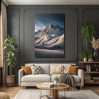 Winter snow-covered mountain landscape morning light