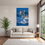 Winter snow-covered mountain landscape with cloudless sky