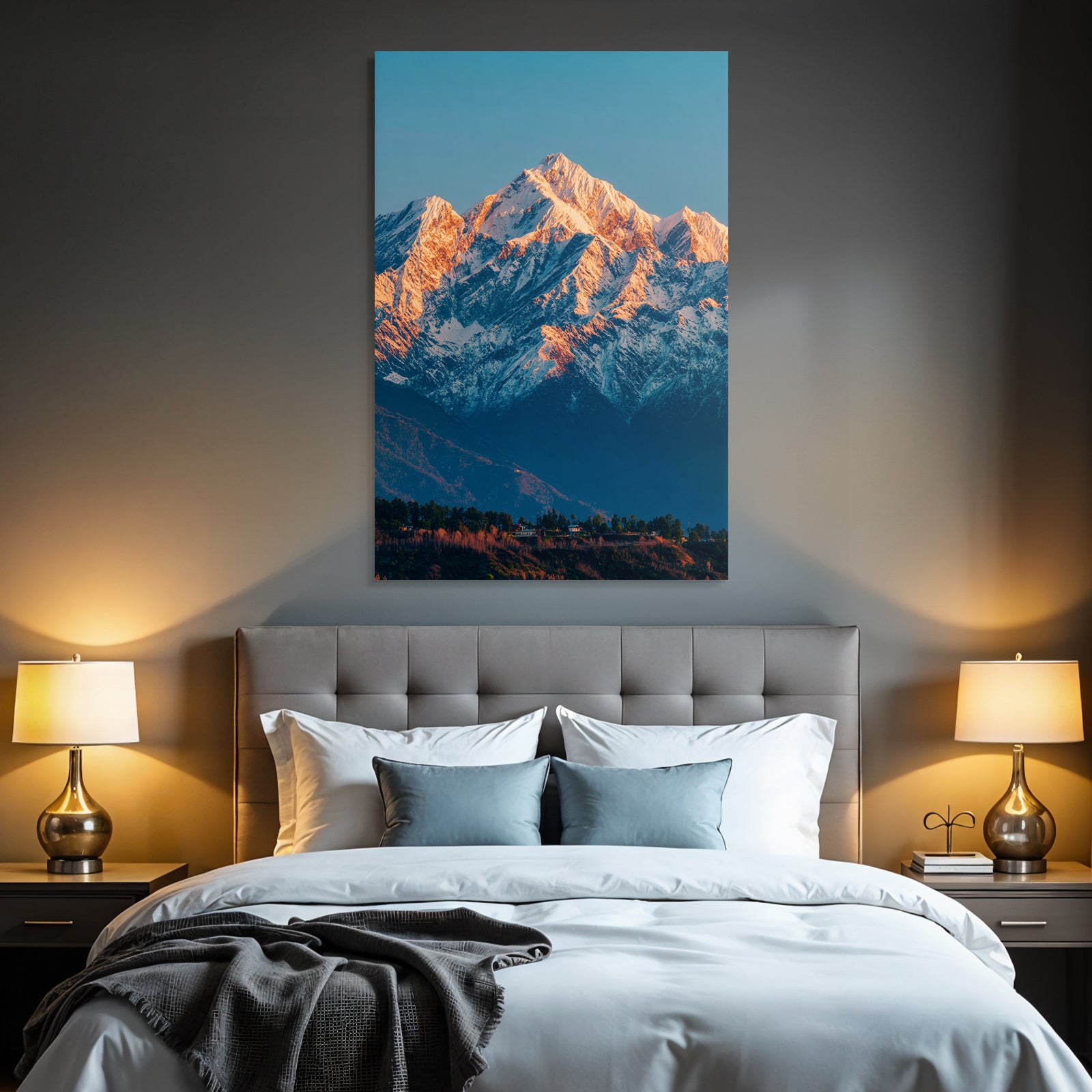 Winter Stunning Mountain Landscape With Snow-Covered Peaks Under Sunshine