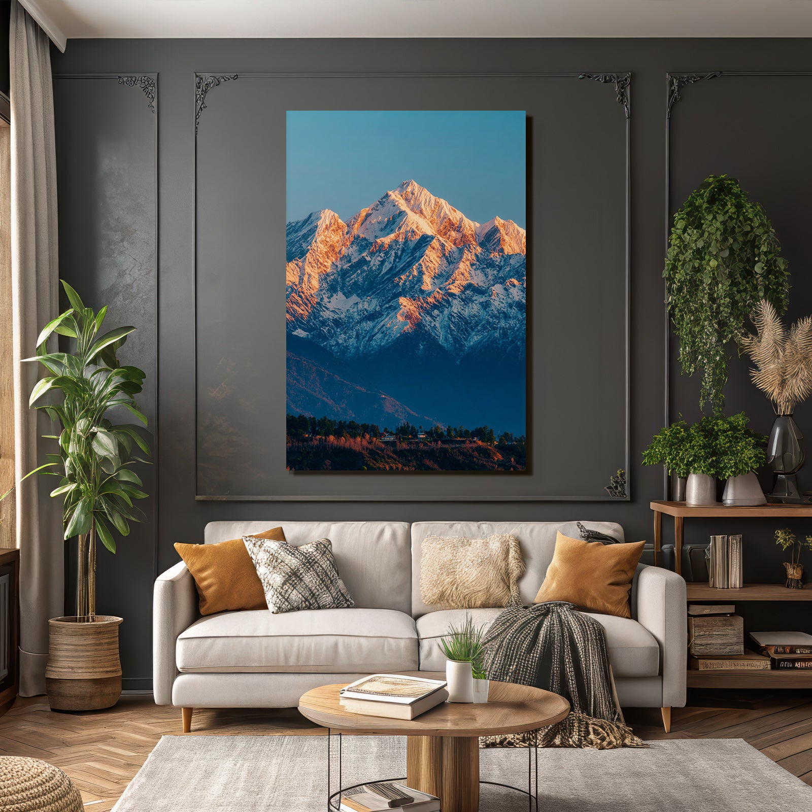 Winter Stunning Mountain Landscape With Snow-Covered Peaks Under Sunshine