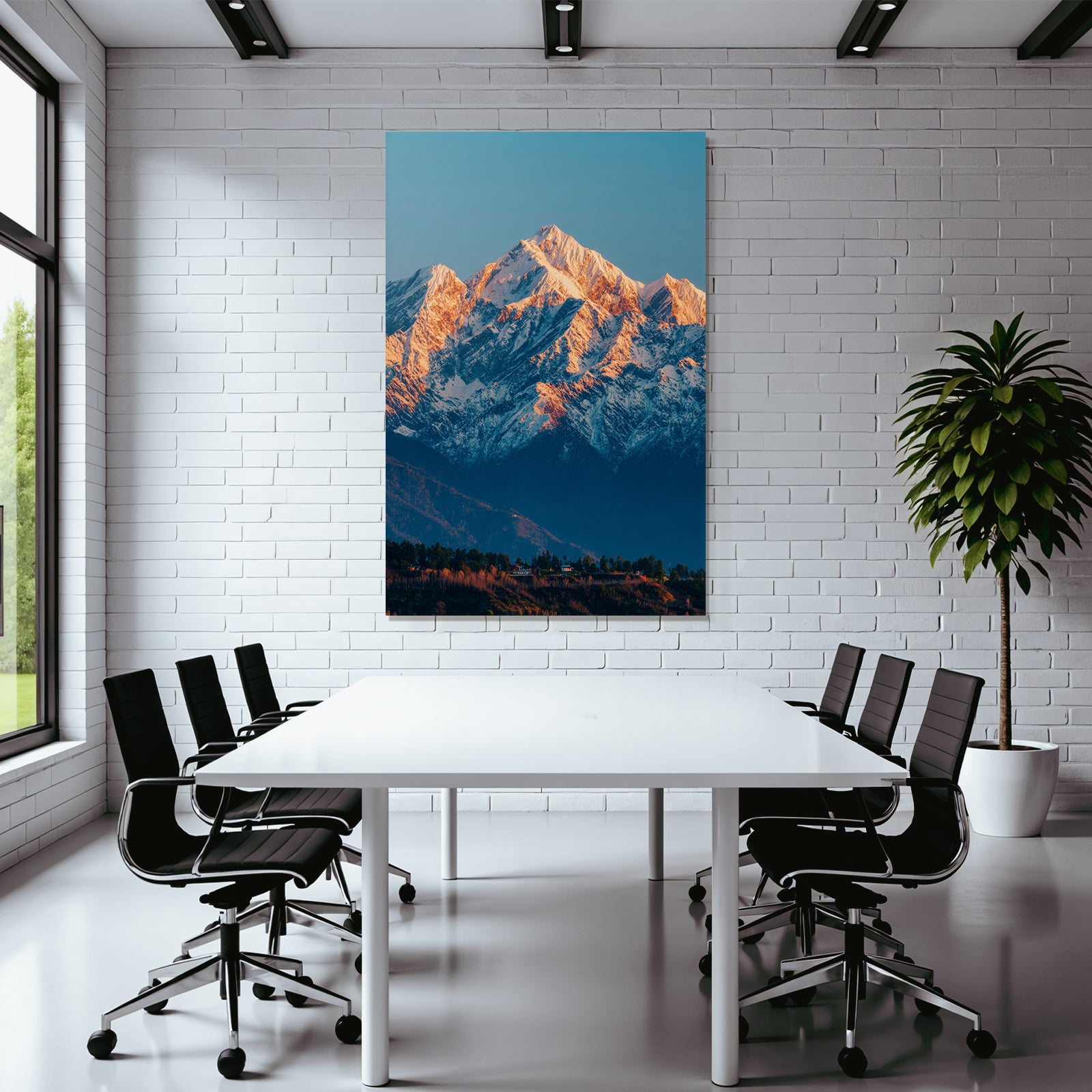 Winter Stunning Mountain Landscape With Snow-Covered Peaks Under Sunshine