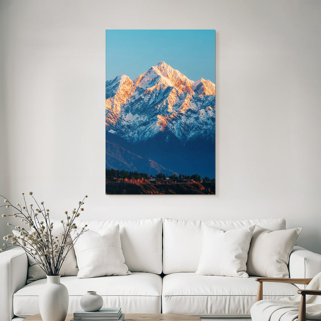 Winter Stunning Mountain Landscape With Snow-Covered Peaks Under Sunshine