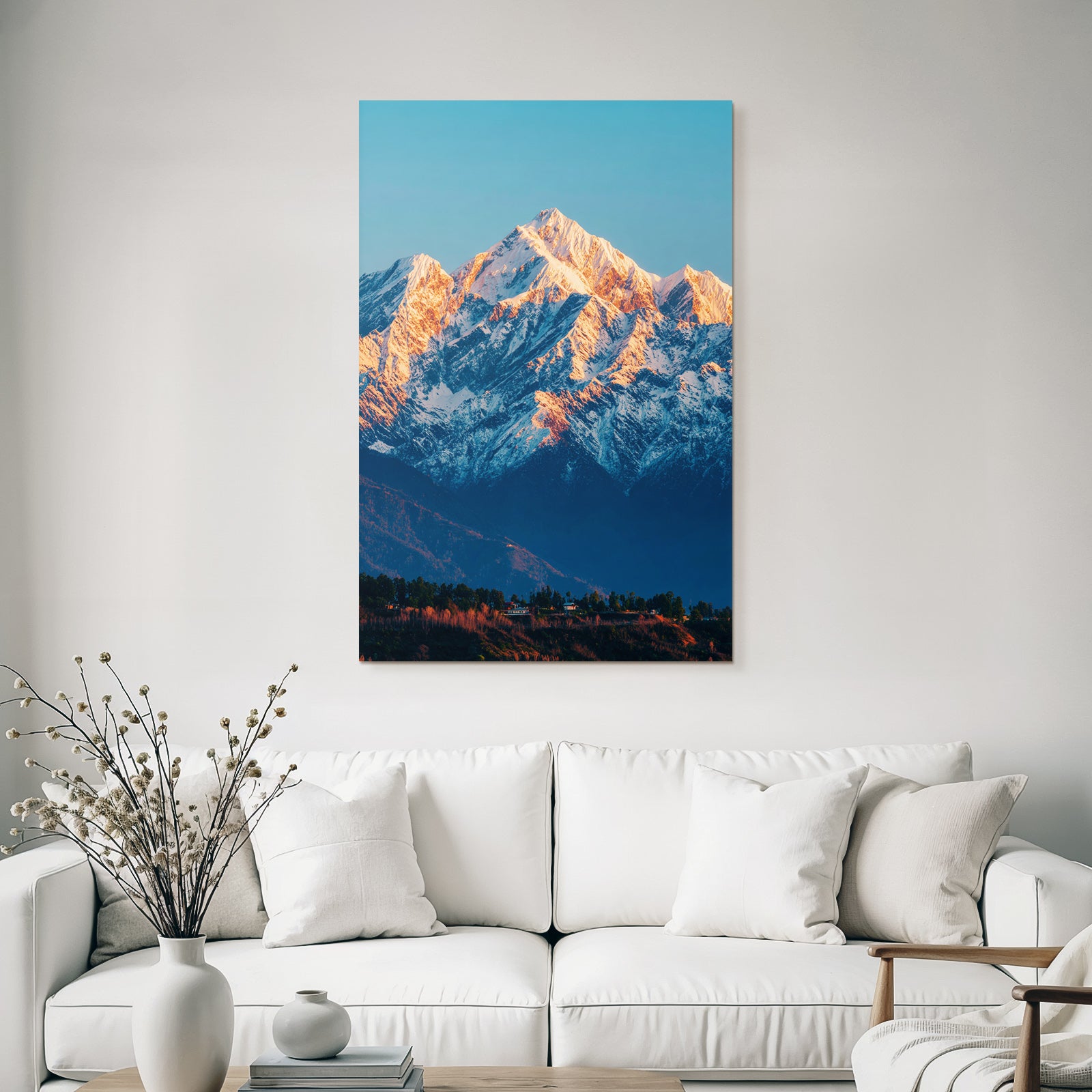 Winter Stunning Mountain Landscape With Snow-Covered Peaks Under Sunshine
