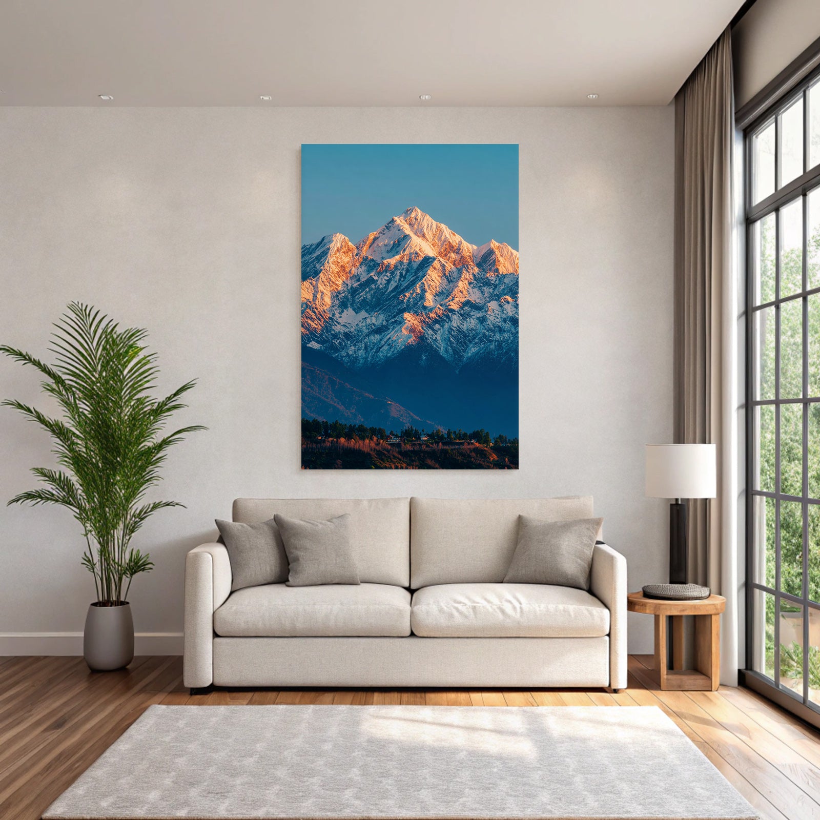 Winter Stunning Mountain Landscape With Snow-Covered Peaks Under Sunshine