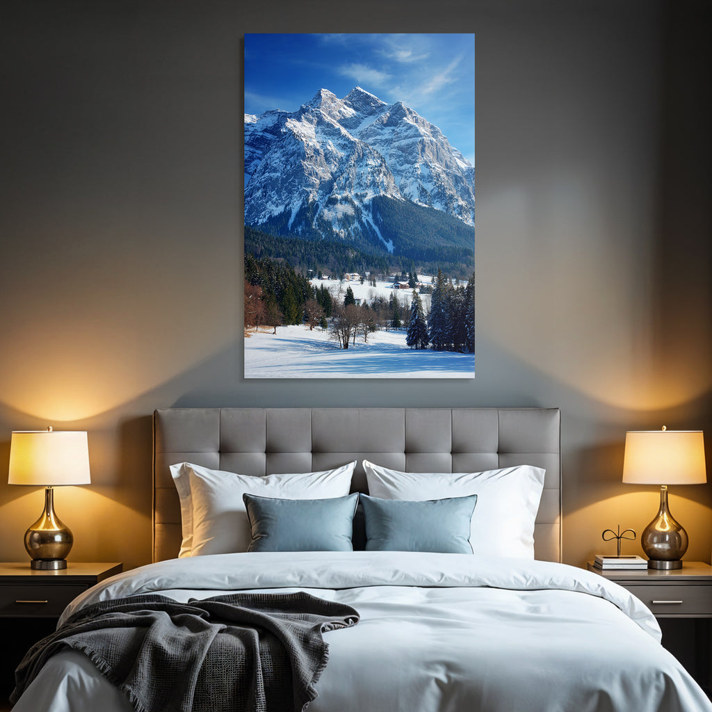 Winter Winter Landscape Snowy Mountains Blue Sky Evergreen Trees Hunters Hearts