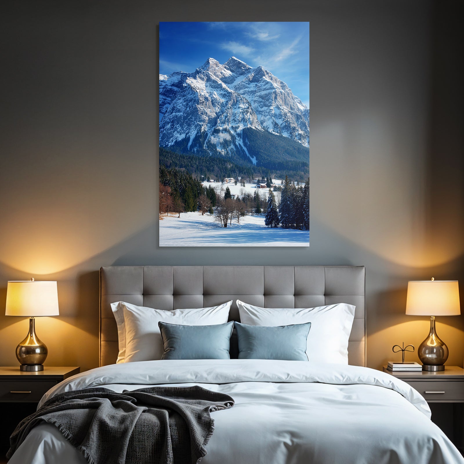 Winter Winter Landscape Snowy Mountains Blue Sky Evergreen Trees Hunters Hearts