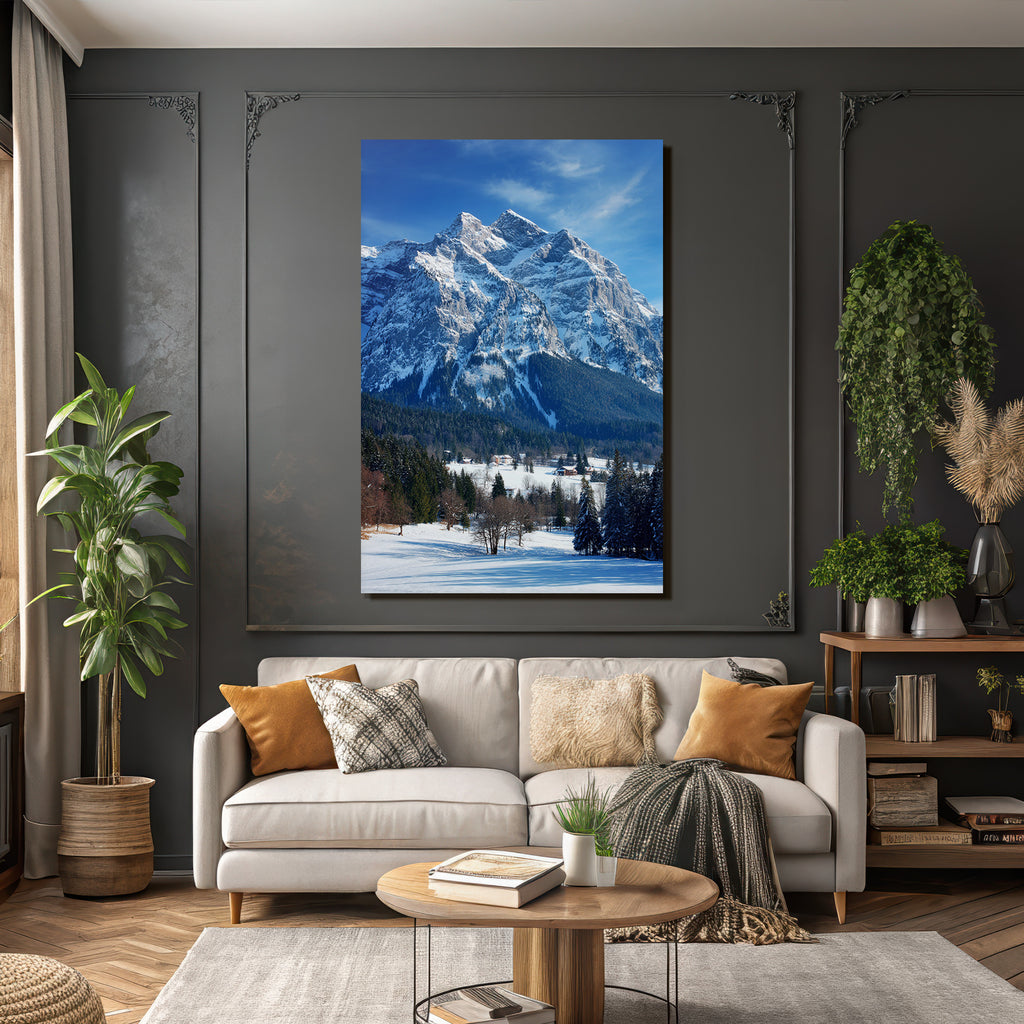Winter Winter Landscape Snowy Mountains Blue Sky Evergreen Trees Hunters Hearts