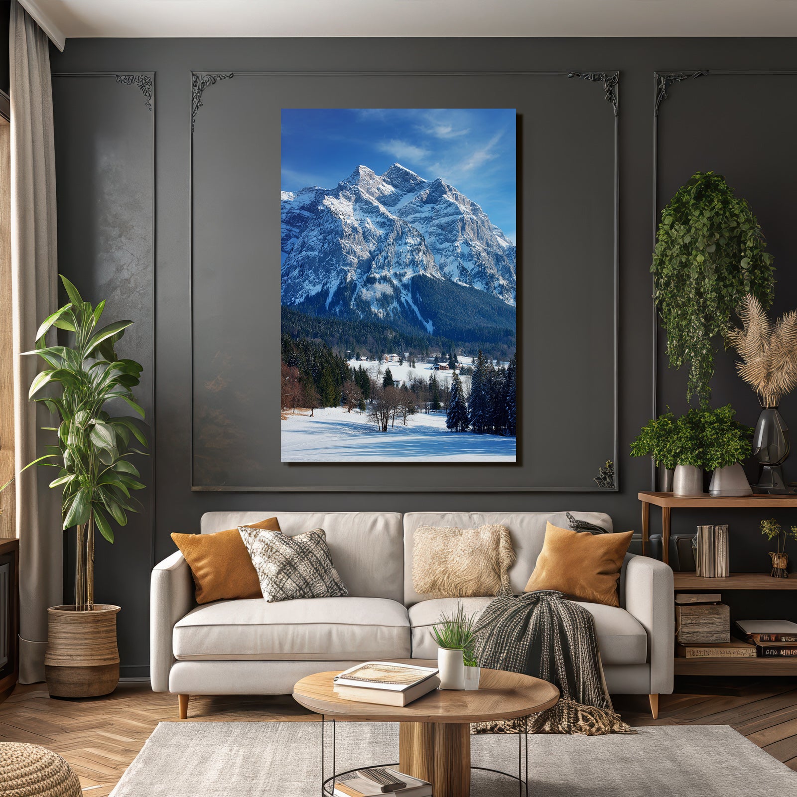 Winter Winter Landscape Snowy Mountains Blue Sky Evergreen Trees Hunters Hearts