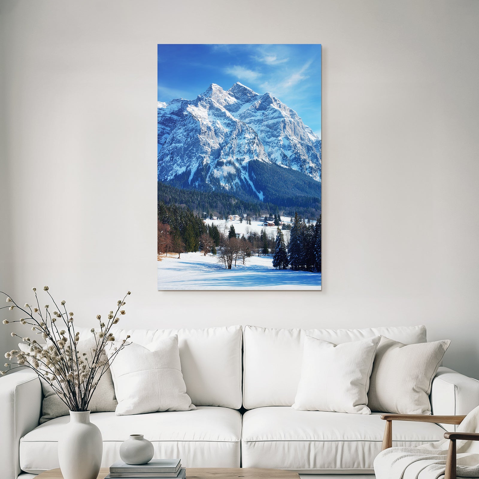 Winter Winter Landscape Snowy Mountains Blue Sky Evergreen Trees Hunters Hearts