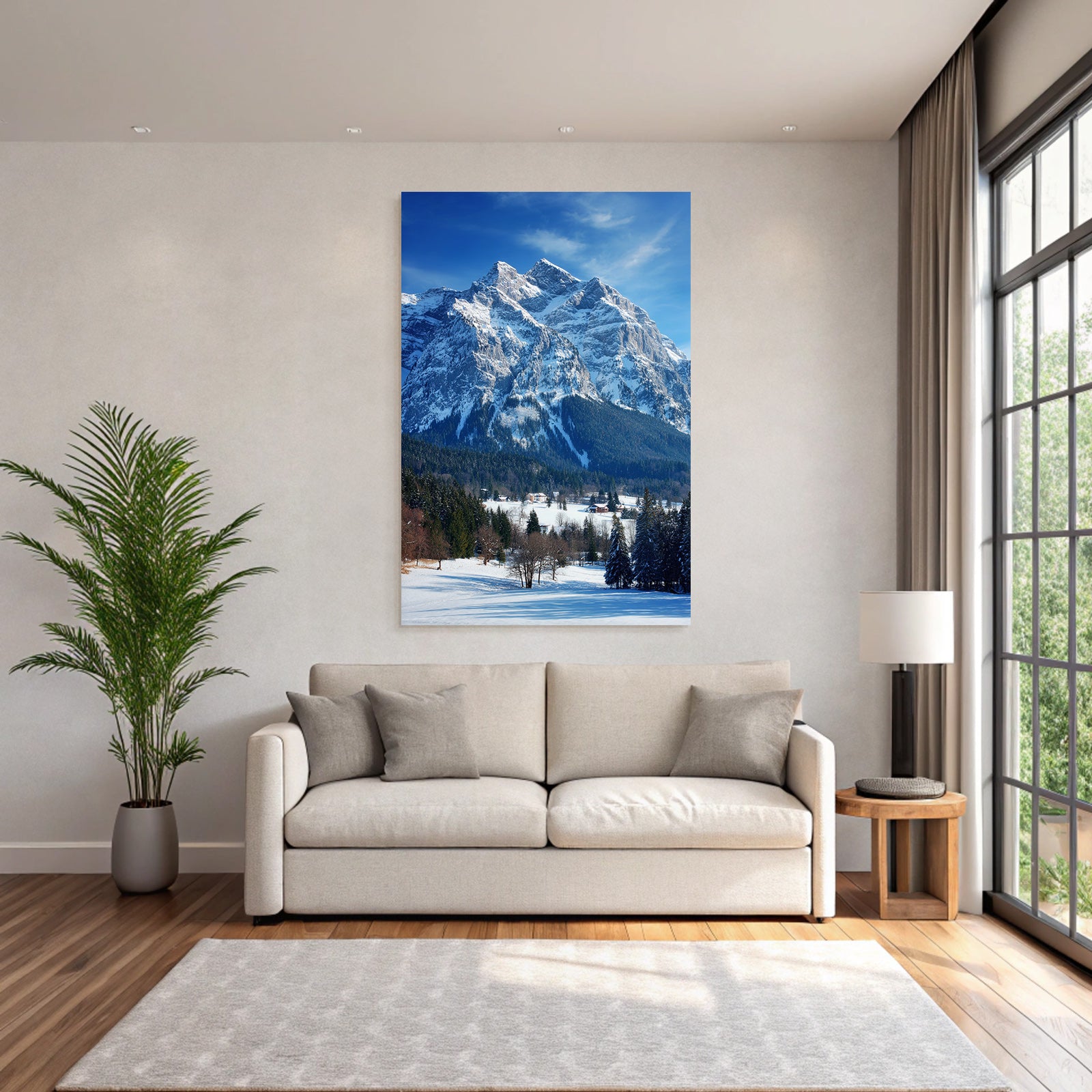 Winter Winter Landscape Snowy Mountains Blue Sky Evergreen Trees Hunters Hearts