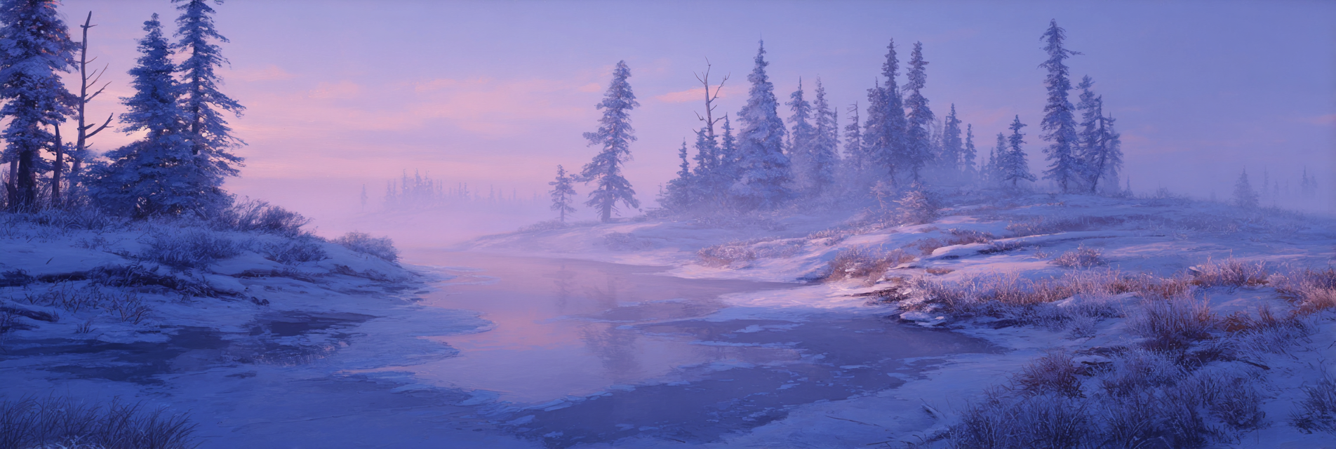 Winter Ruhige Winterlandschaft Mit Fluss Und Evergreenz Sky Reflexion | Winterlandschaften | Landschaften