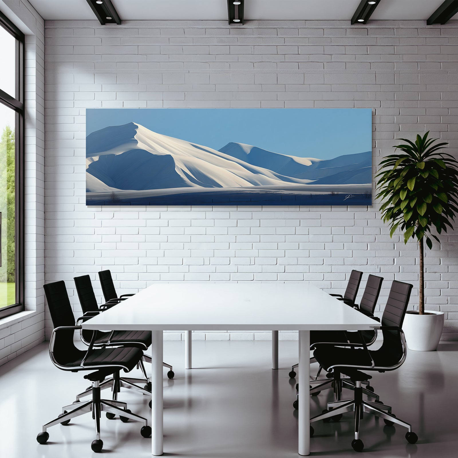 Winter snow-capped mountains under a clear blue sky
