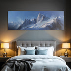 Winter snow-capped mountains against a clear blue sky