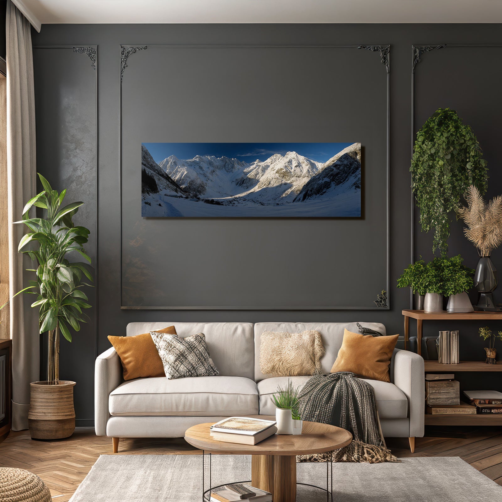 Winter snow-covered mountain landscape view