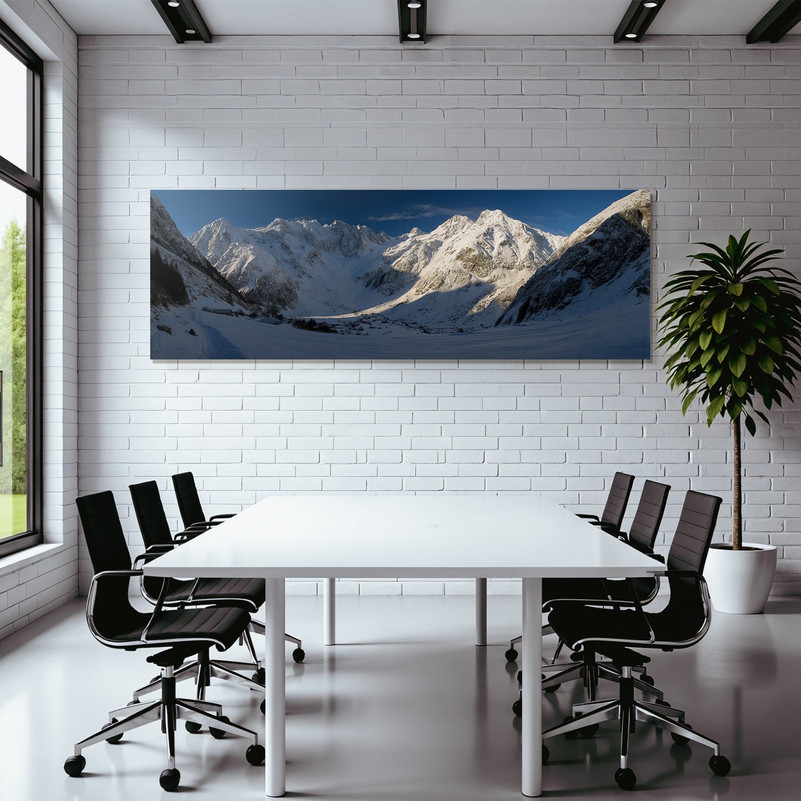 Winter snow-covered mountain landscape view