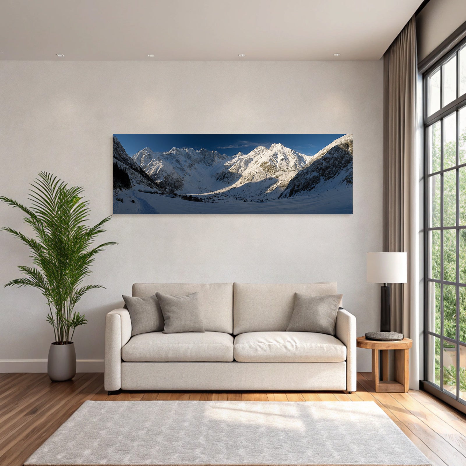 Winter snow-covered mountain landscape view