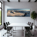 Winter snow-covered peaks with glaciers in the Alpine landscape