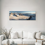 Winter snow-covered peaks with glaciers in the Alpine landscape